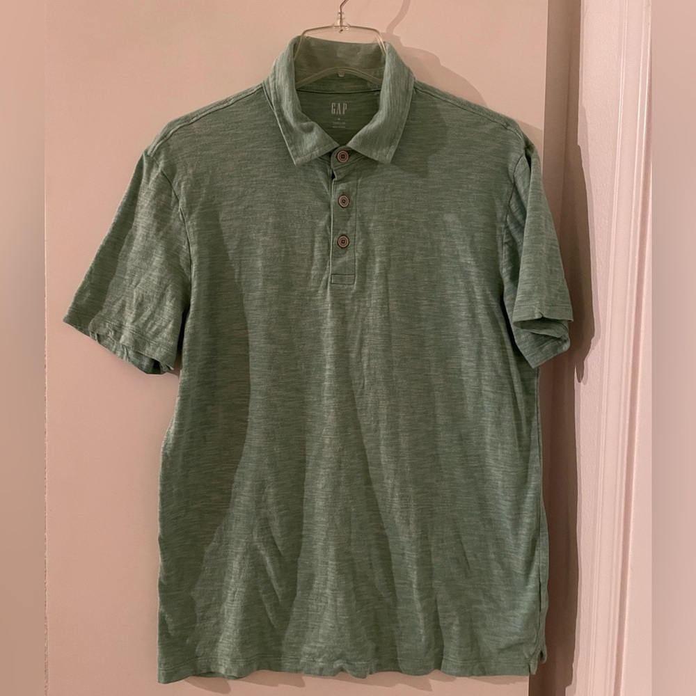 M: GAP Polo Shirt All Cotton Short Sleeve Soft Green Pre owned